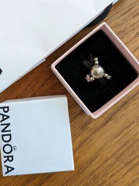 Stunning Pandora Sterling Silver Little Girl Teddy Bear Charm Pink Heart Moments